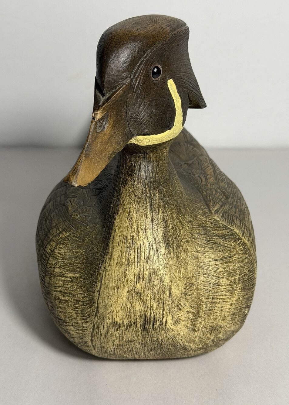Vintage Duck Decor Resin Wood Look Figurine Decoy unique felt bottom